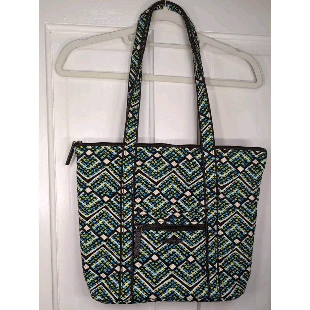 Vera Bradley Retired Rain Forest Tote Quilted Green Blue Boho